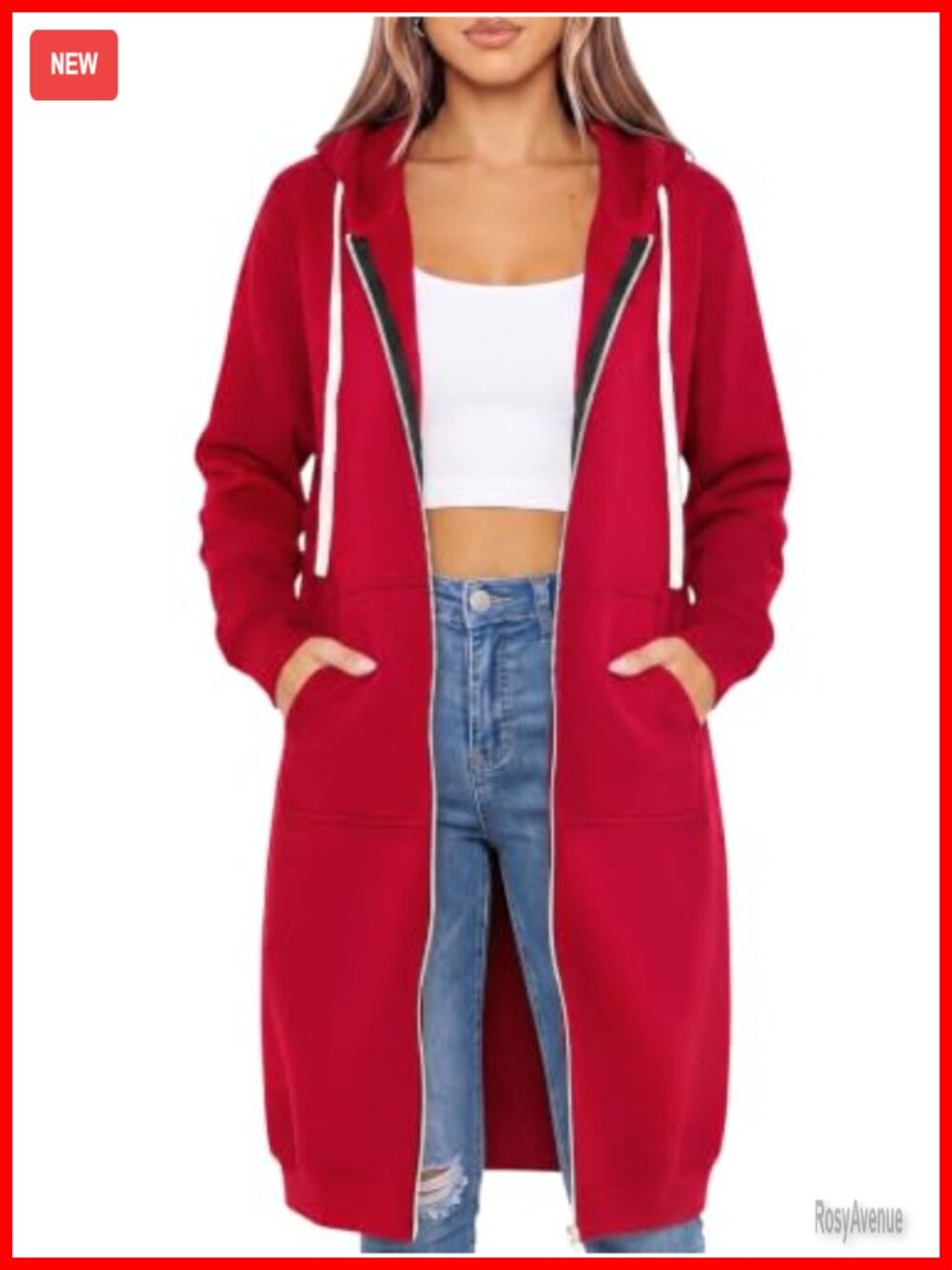 Women's Zip Up Fleece Hoodie Long Oversized Sweatshirt with Pockets